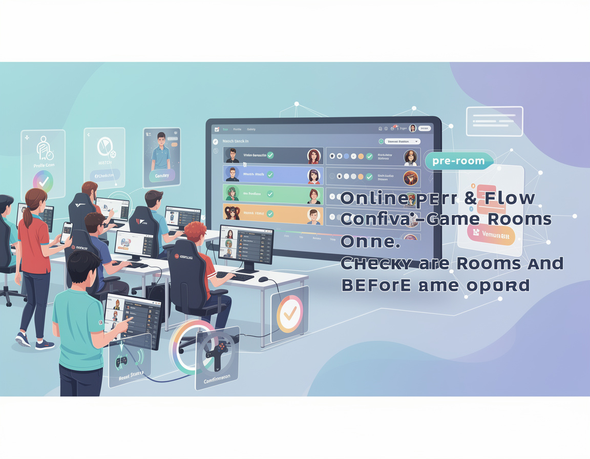 Ilustrasi alur check-in match sebelum room dibuka untuk turnamen game online venus88